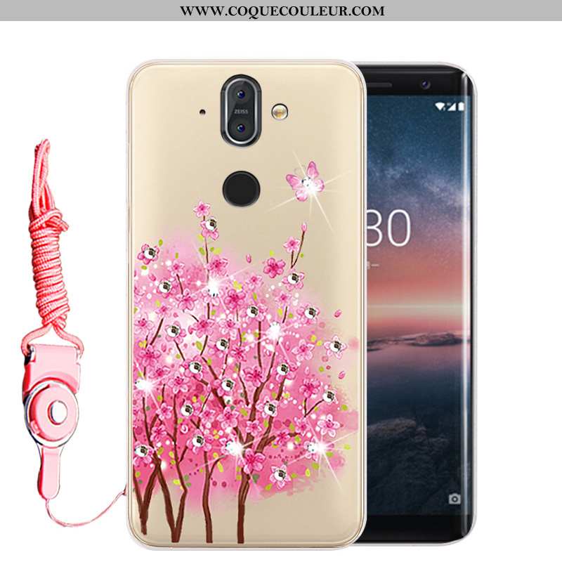 Housse Nokia 8 Sirocco Fluide Doux Étui Incassable, Nokia 8 Sirocco Protection Strass Doré