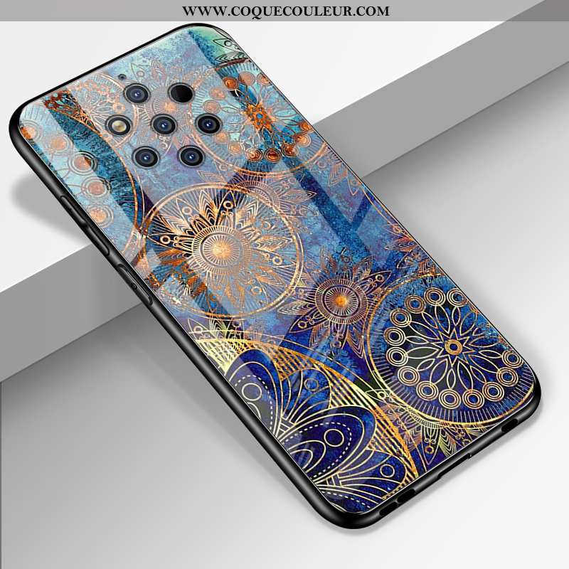 Housse Nokia 9 Pureview Verre Miroir Protection, Étui Nokia 9 Pureview Personnalité Fluide Doux Noir