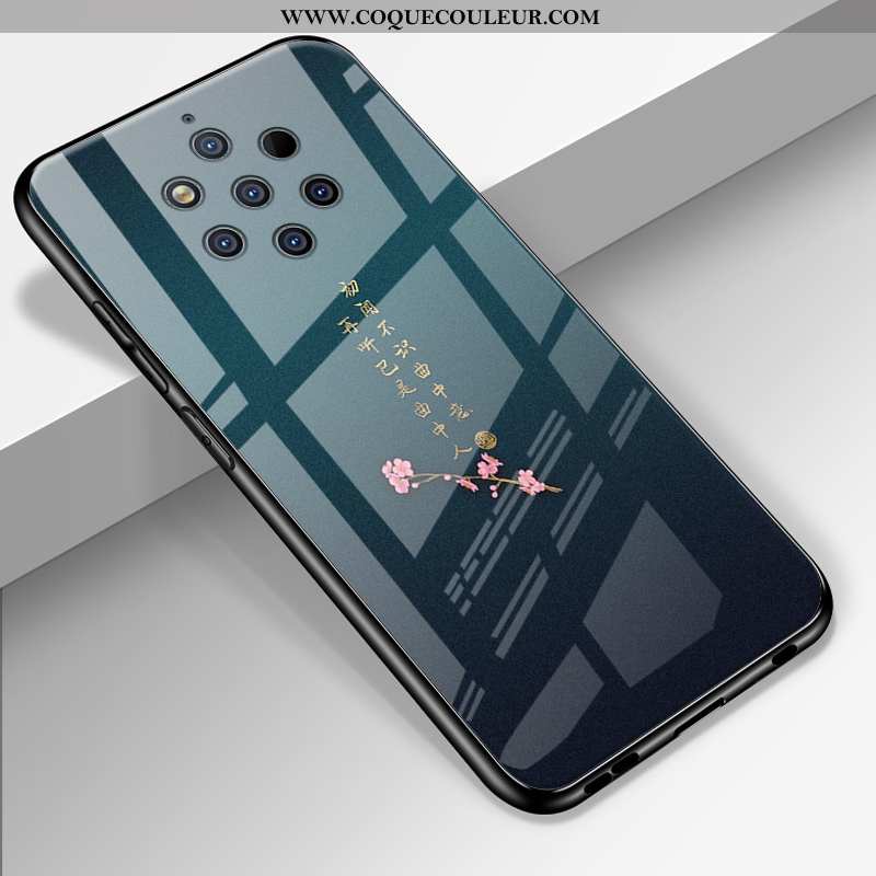 Housse Nokia 9 Pureview Verre Miroir Protection, Étui Nokia 9 Pureview Personnalité Fluide Doux Noir