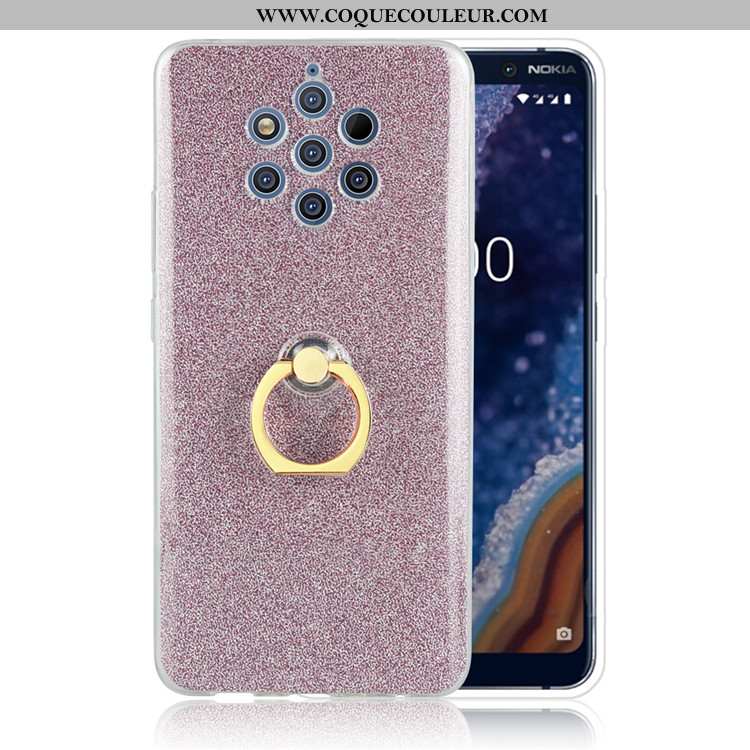 Housse Nokia 9 Pureview Anneau Rose Jaune, Étui Nokia 9 Pureview Téléphone Portable Jaune