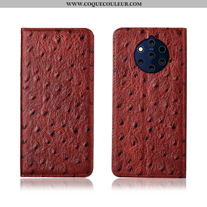 Étui Nokia 9 Pureview Cuir Fluide Doux Silicone, Coque Nokia 9 Pureview Modèle Fleurie Vin Rouge Bor