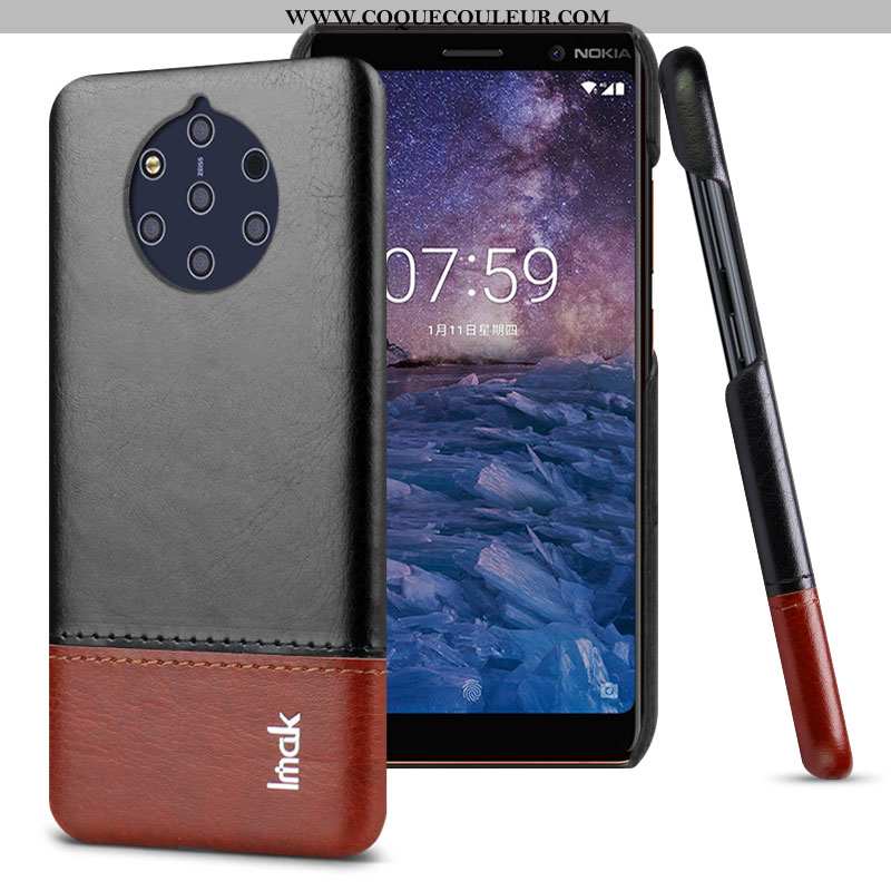 Étui Nokia 9 Pureview Cuir Personnalité Étui, Coque Nokia 9 Pureview Protection Pu Noir