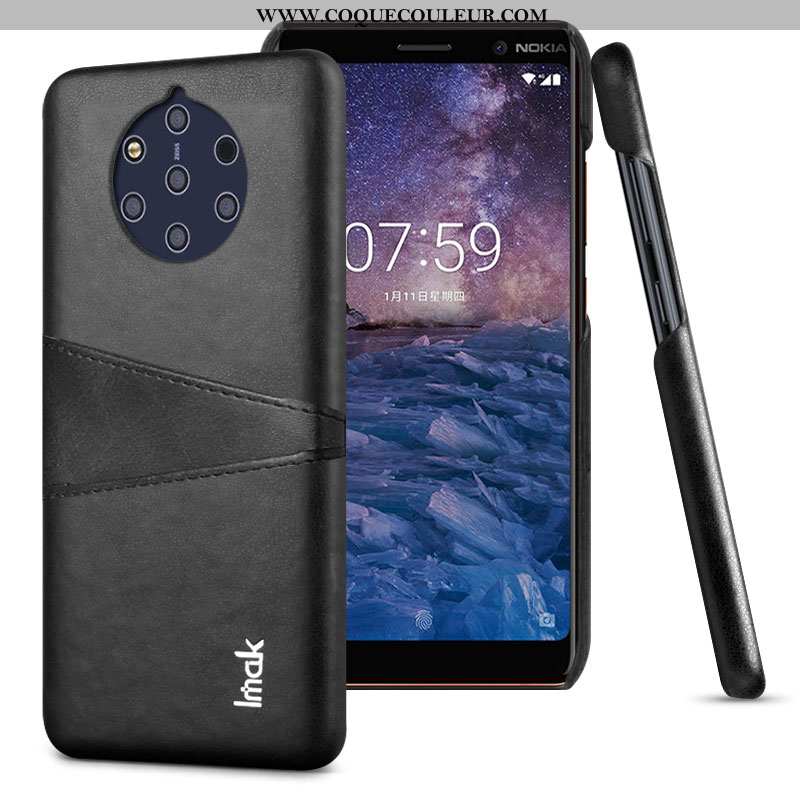 Étui Nokia 9 Pureview Cuir Personnalité Étui, Coque Nokia 9 Pureview Protection Pu Noir