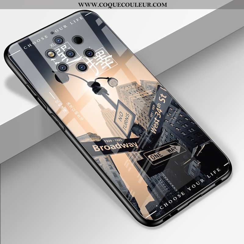 Coque Nokia 9 Pureview Protection Dessin Animé Miroir, Housse Nokia 9 Pureview Verre Personnalité No