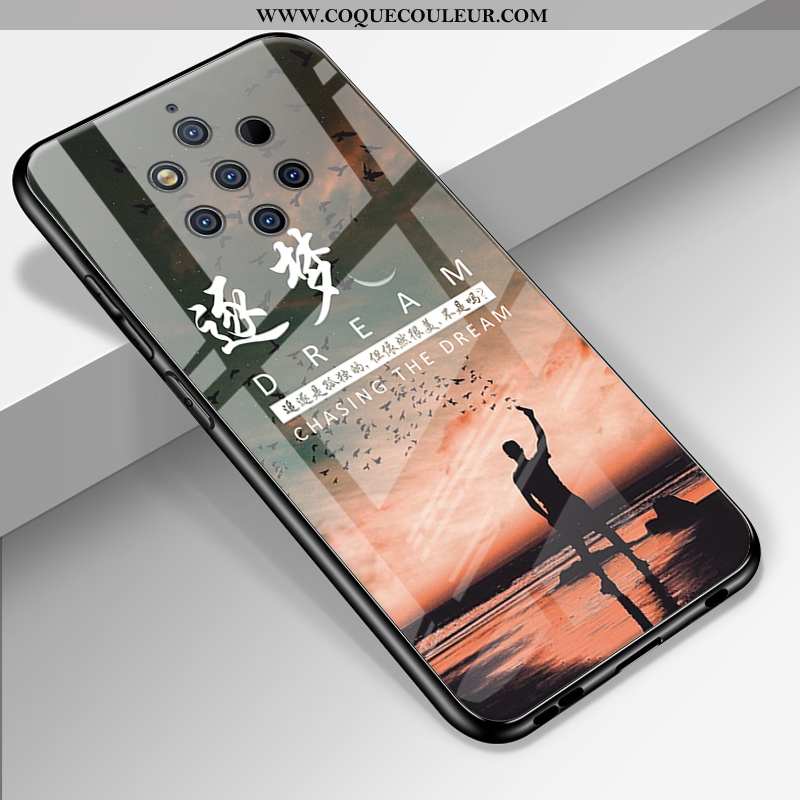 Coque Nokia 9 Pureview Protection Dessin Animé Miroir, Housse Nokia 9 Pureview Verre Personnalité No