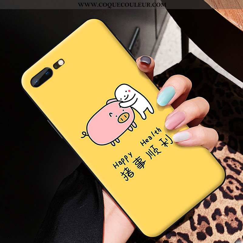 Coque Oneplus 5 Délavé En Daim Nouveau, Housse Oneplus 5 Dessin Animé Jaune