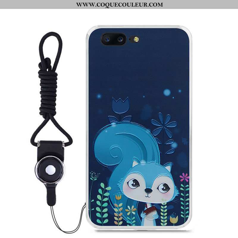 Coque Oneplus 5 Gaufrage Bleu Protection, Housse Oneplus 5 Dessin Animé Couleur