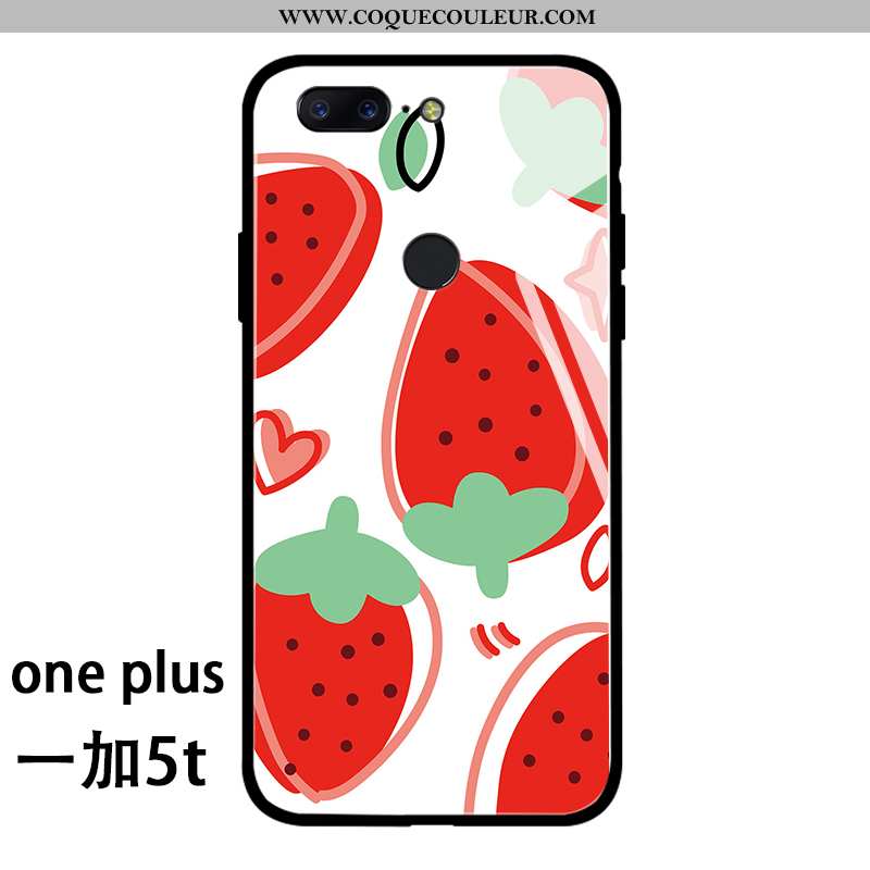 Étui Oneplus 5t Protection Cœur Incassable, Coque Oneplus 5t Verre Silicone Rouge