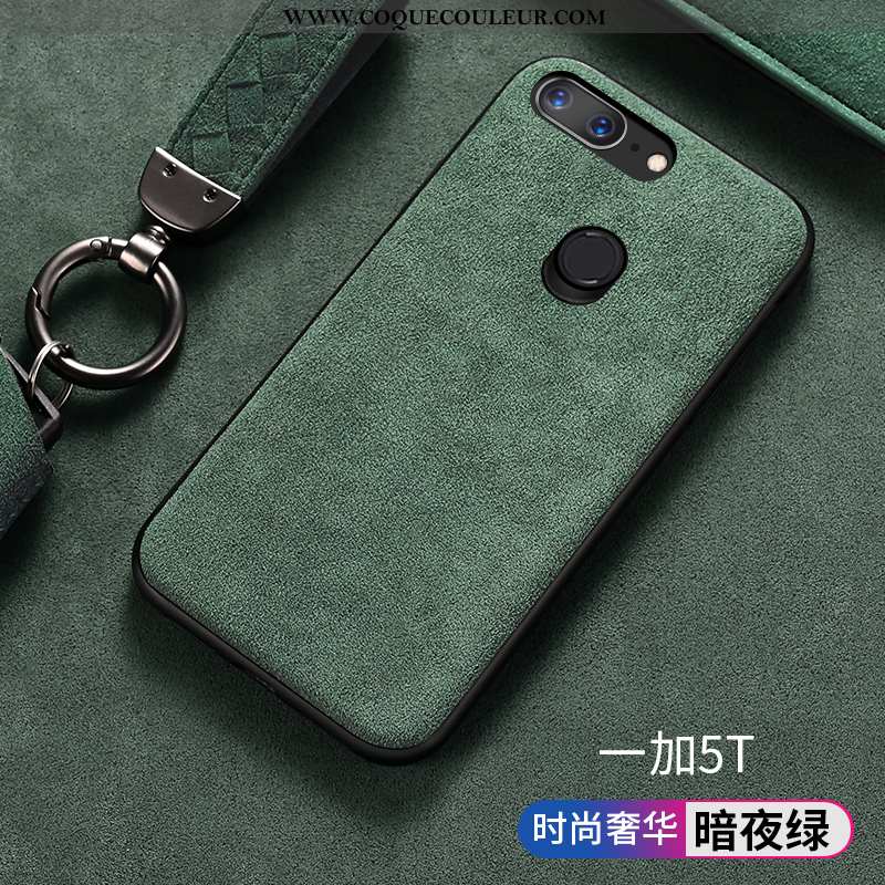 Coque Oneplus 5t Daim Fourrure Protection Europe, Housse Oneplus 5t Silicone Luxe Verte