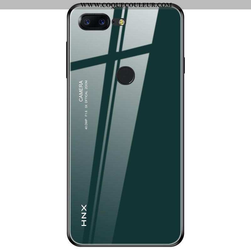 Housse Oneplus 5t Verre Protection Téléphone Portable, Étui Oneplus 5t Personnalité Incassable Verte