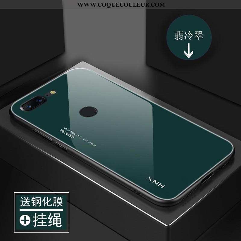 Housse Oneplus 5t Verre Protection Téléphone Portable, Étui Oneplus 5t Personnalité Incassable Verte