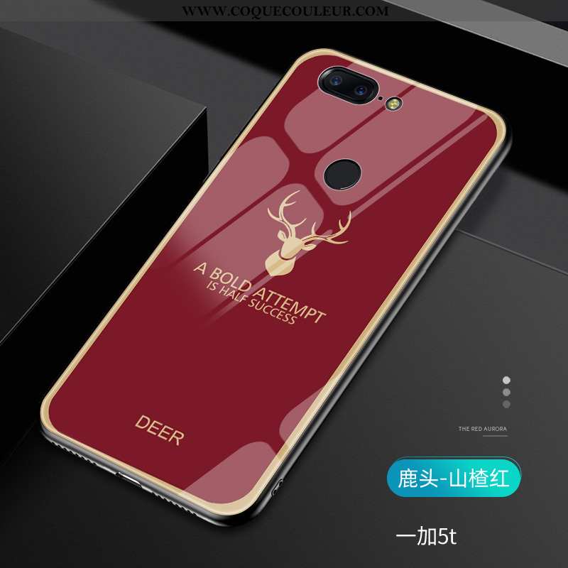 Housse Oneplus 5t Verre Protection Tout Compris, Étui Oneplus 5t Personnalité Bovins Rouge