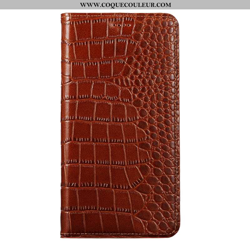 Housse Oneplus 6 Cuir Étui Protection Véritable, Oneplus 6 Modèle Fleurie Téléphone Portable Marron