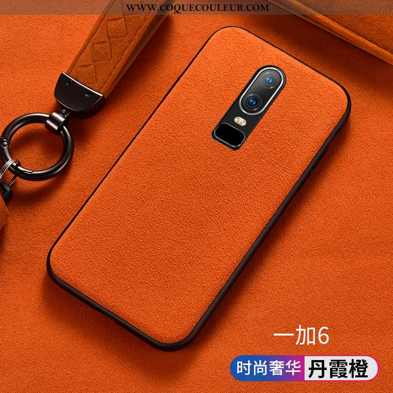 Housse Oneplus 6 Créatif Protection Silicone, Étui Oneplus 6 Fluide Doux Business Orange