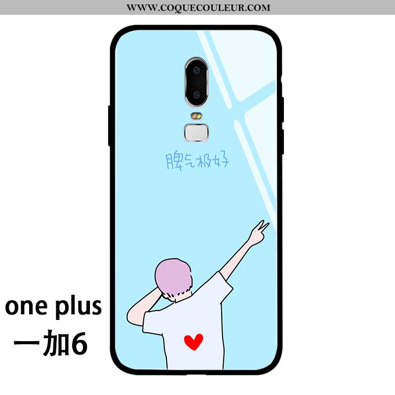 Étui Oneplus 6 Personnalité Verre Étui, Coque Oneplus 6 Créatif Téléphone Portable Blanche