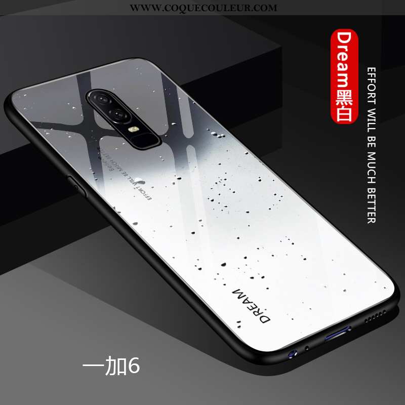 Étui Oneplus 6 Ultra Simple Légère, Coque Oneplus 6 Tendance Verre Blanche