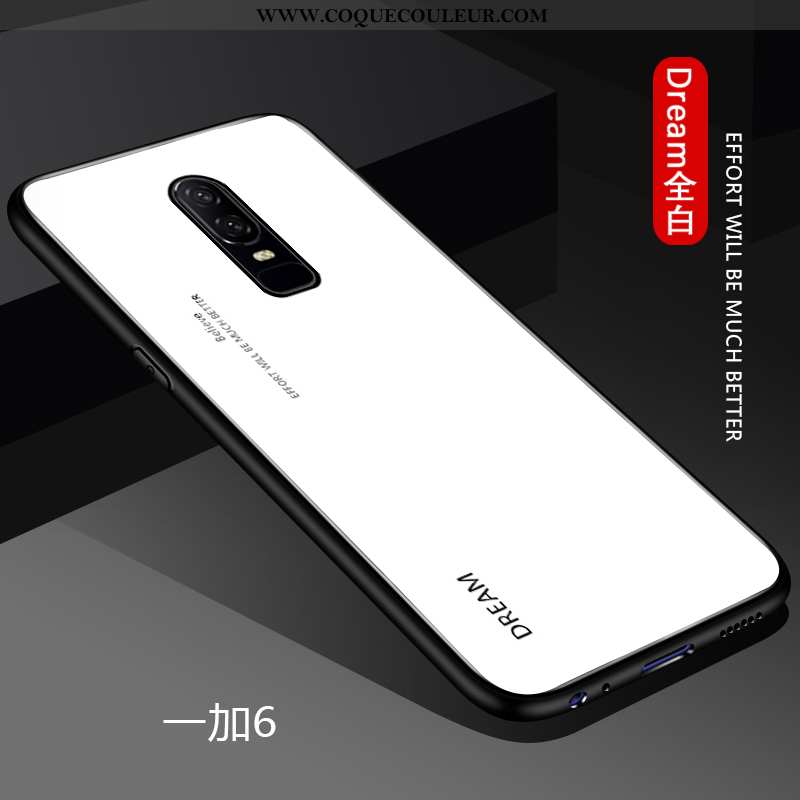 Étui Oneplus 6 Ultra Simple Légère, Coque Oneplus 6 Tendance Verre Blanche