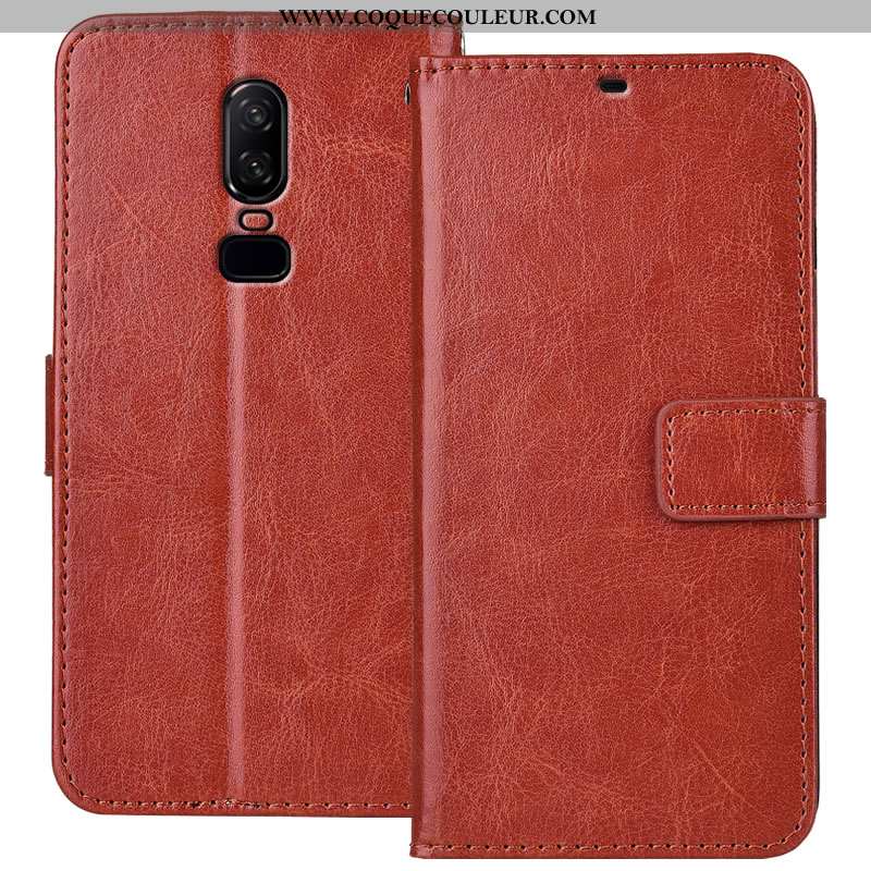 Étui Oneplus 6 Protection Cuir Rouge, Coque Oneplus 6 Portefeuille Tout Compris Rose