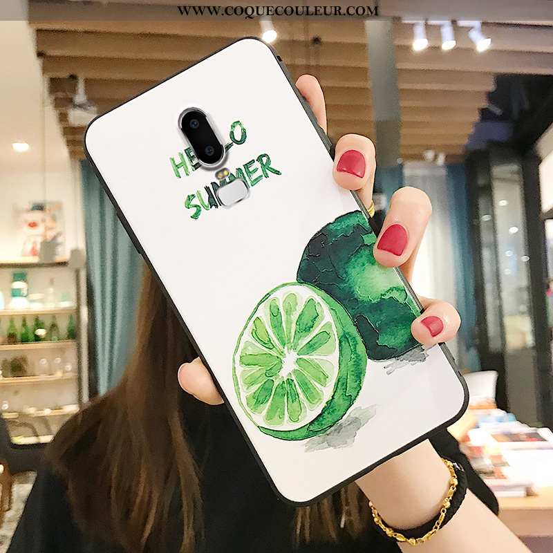 Coque Oneplus 6 Personnalité Frais Gaufrage, Housse Oneplus 6 Créatif Silicone Verte