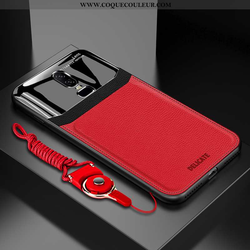 Coque Oneplus 6 Fluide Doux Étui Coque, Housse Oneplus 6 Silicone Verre Rouge