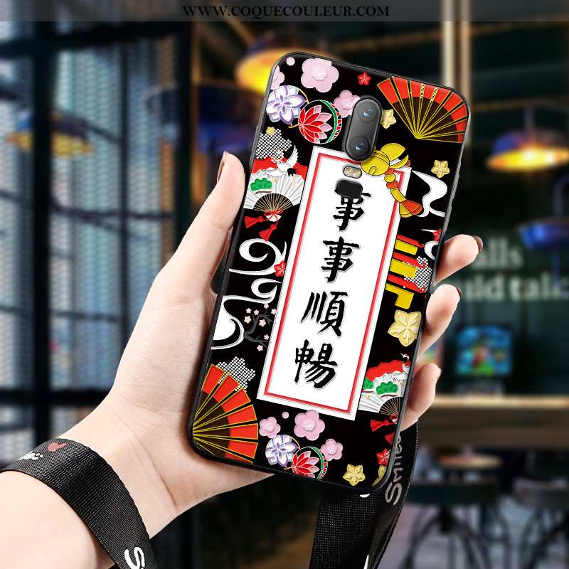 Housse Oneplus 6 Protection Téléphone Portable Art, Étui Oneplus 6 Gaufrage Rouge