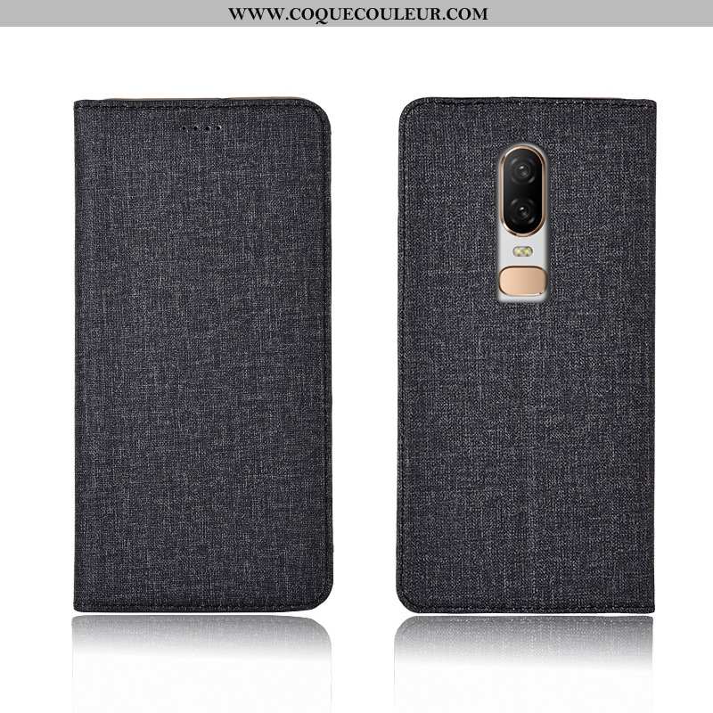 Étui Oneplus 6 Fluide Doux Protection Étui, Coque Oneplus 6 Silicone Cuir Noir