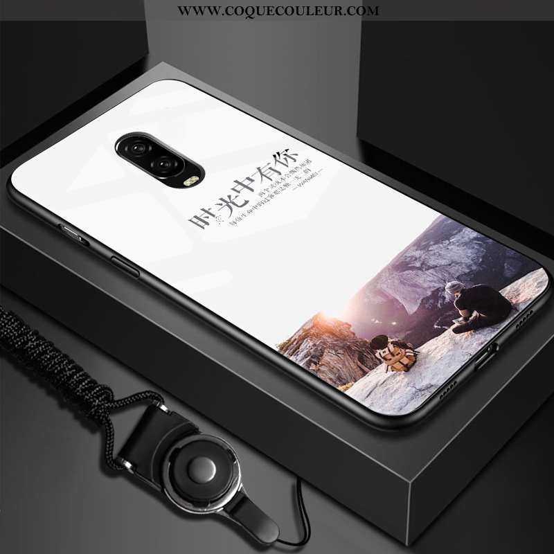 Étui Oneplus 6t Protection Difficile Créatif, Coque Oneplus 6t Verre Légère Blanche