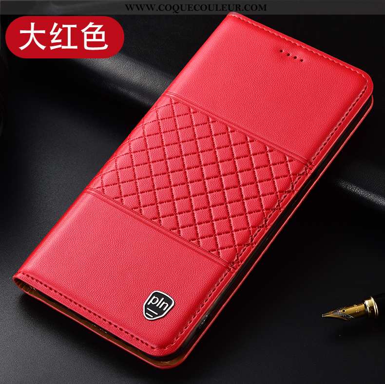 Étui Oneplus 6t Cuir Clamshell Étui, Coque Oneplus 6t Silicone Protection Véritable Marron