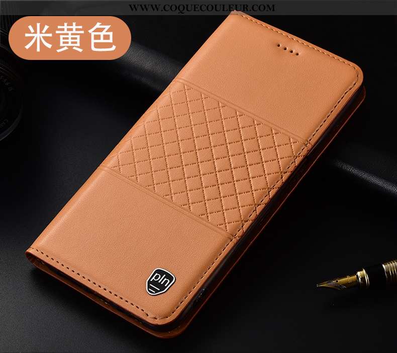 Étui Oneplus 6t Cuir Clamshell Étui, Coque Oneplus 6t Silicone Protection Véritable Marron