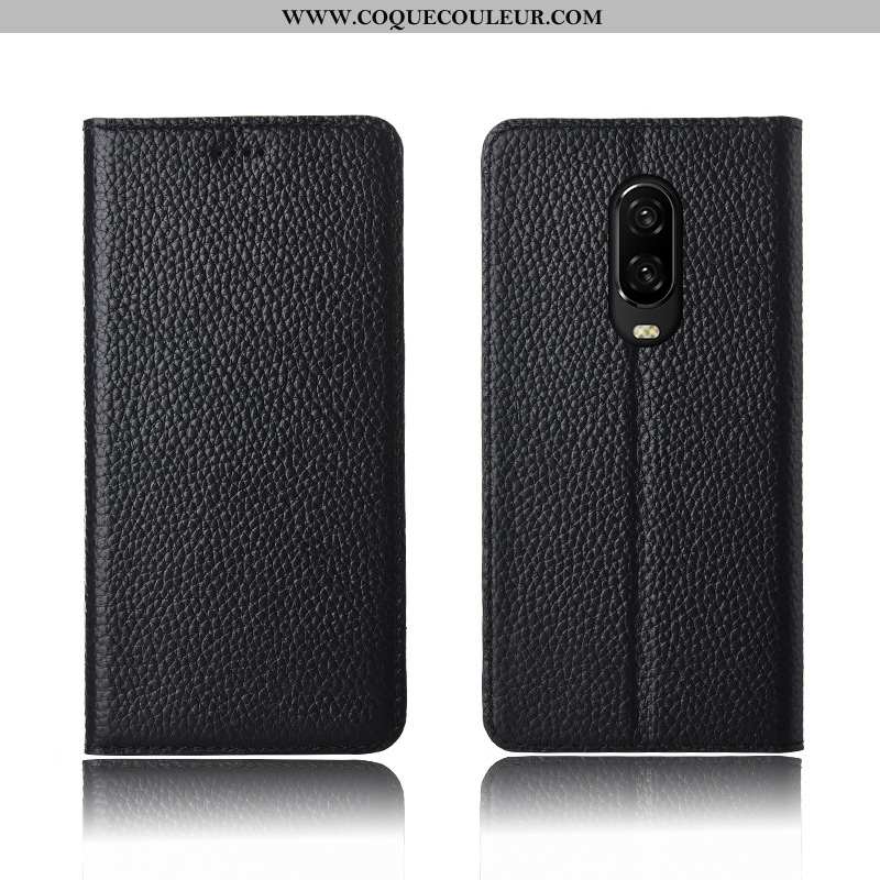 Coque Oneplus 6t Cuir Protection Véritable Coque, Housse Oneplus 6t Fluide Doux Litchi Bordeaux