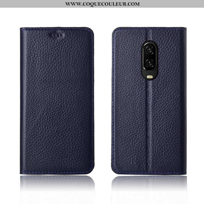 Coque Oneplus 6t Cuir Protection Véritable Coque, Housse Oneplus 6t Fluide Doux Litchi Bordeaux