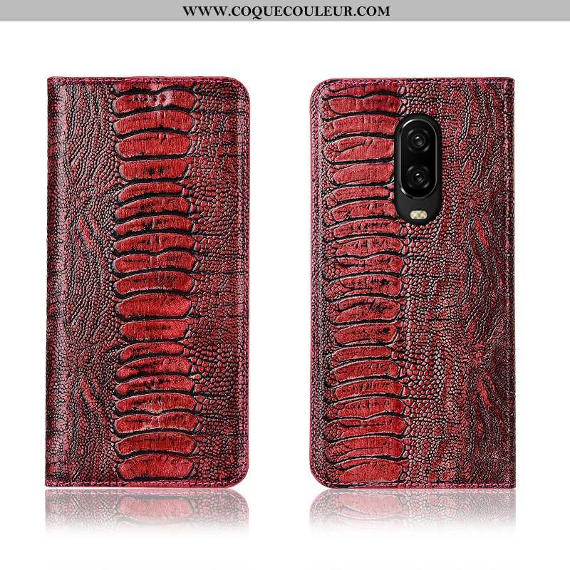 Housse Oneplus 6t Cuir Véritable Téléphone Portable Oiseau, Étui Oneplus 6t Cuir Silicone Rouge