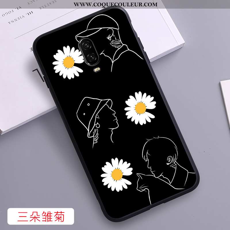 Coque Oneplus 6t Charmant Délavé En Daim Coque, Housse Oneplus 6t Fluide Doux Incassable Noir