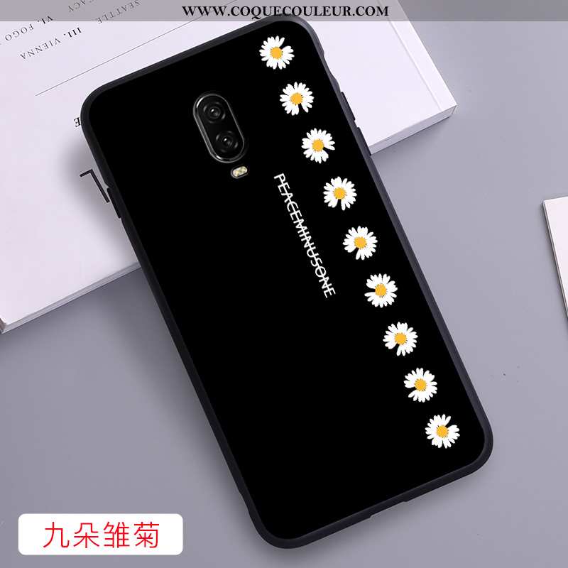 Coque Oneplus 6t Charmant Délavé En Daim Coque, Housse Oneplus 6t Fluide Doux Incassable Noir