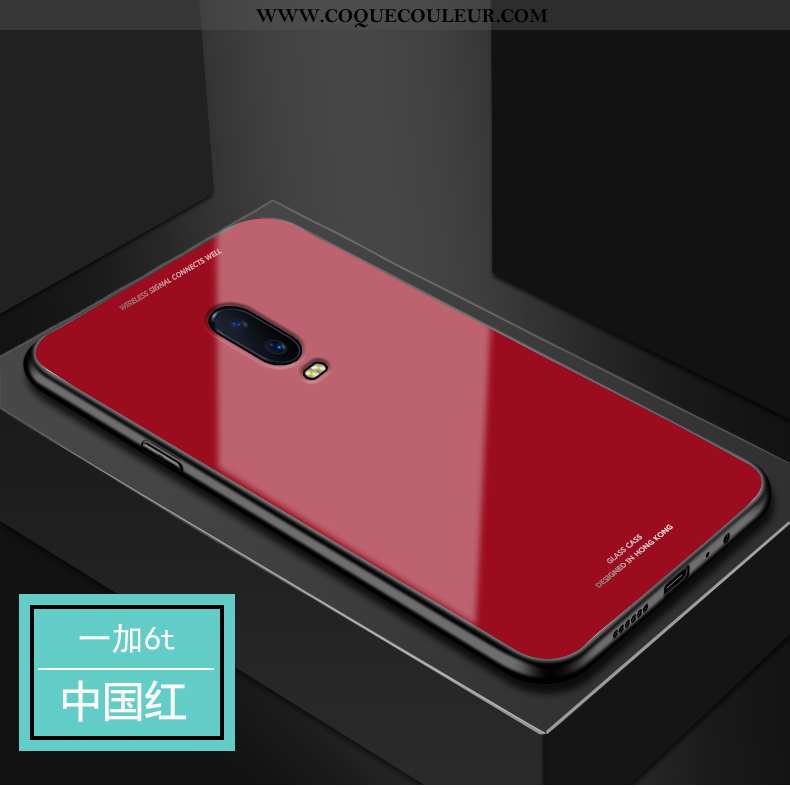 Housse Oneplus 6t Protection Incassable Coque, Étui Oneplus 6t Verre Tout Compris Rouge