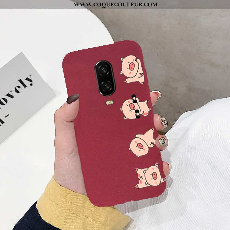 Étui Oneplus 6t Tendance Dessin Animé Silicone, Coque Oneplus 6t Légère Amoureux Rouge