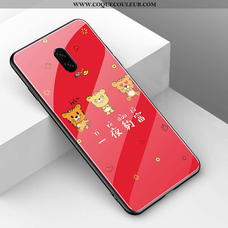 Étui Oneplus 6t Charmant Dessin Animé, Coque Oneplus 6t Fluide Doux Animal Rouge