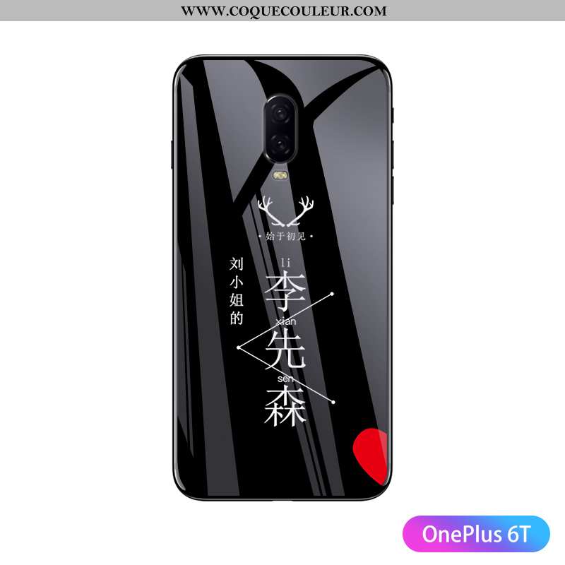 Coque Oneplus 6t Personnalité Net Rouge, Housse Oneplus 6t Ultra Amoureux Noir