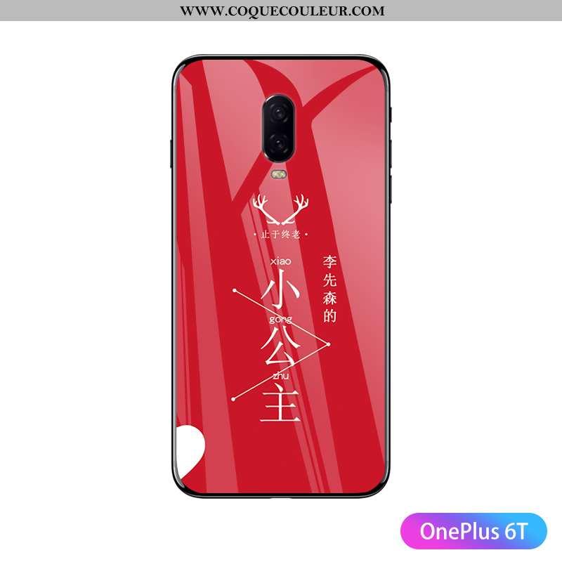 Coque Oneplus 6t Personnalité Net Rouge, Housse Oneplus 6t Ultra Amoureux Noir