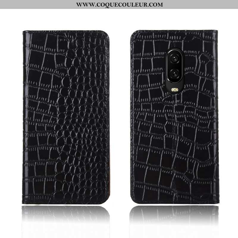 Coque Oneplus 6t Cuir Véritable Crocodile Étui, Housse Oneplus 6t Cuir Clamshell Rouge