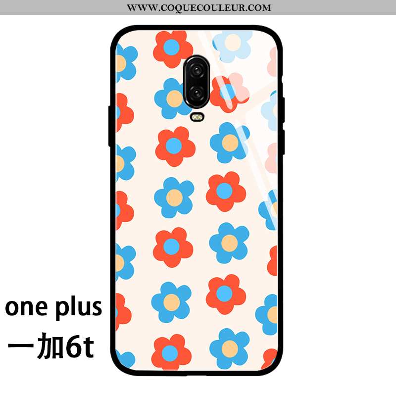 Housse Oneplus 6t Créatif Luxe Silicone, Étui Oneplus 6t Tendance Verre Bleu