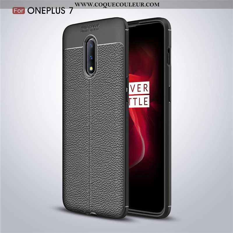 Étui Oneplus 7 Cuir Rouge Protection, Coque Oneplus 7 Modèle Fleurie Litchi