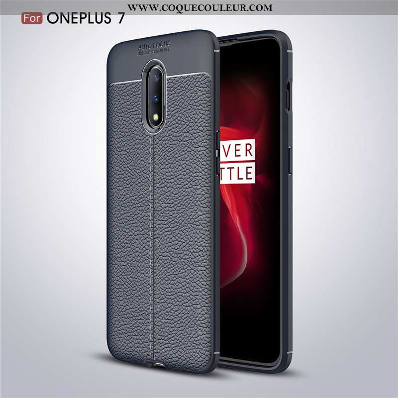 Étui Oneplus 7 Cuir Rouge Protection, Coque Oneplus 7 Modèle Fleurie Litchi