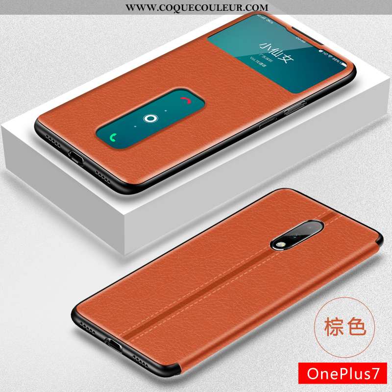 Coque Oneplus 7 Protection Fluide Doux Étui, Housse Oneplus 7 Personnalité Difficile Marron