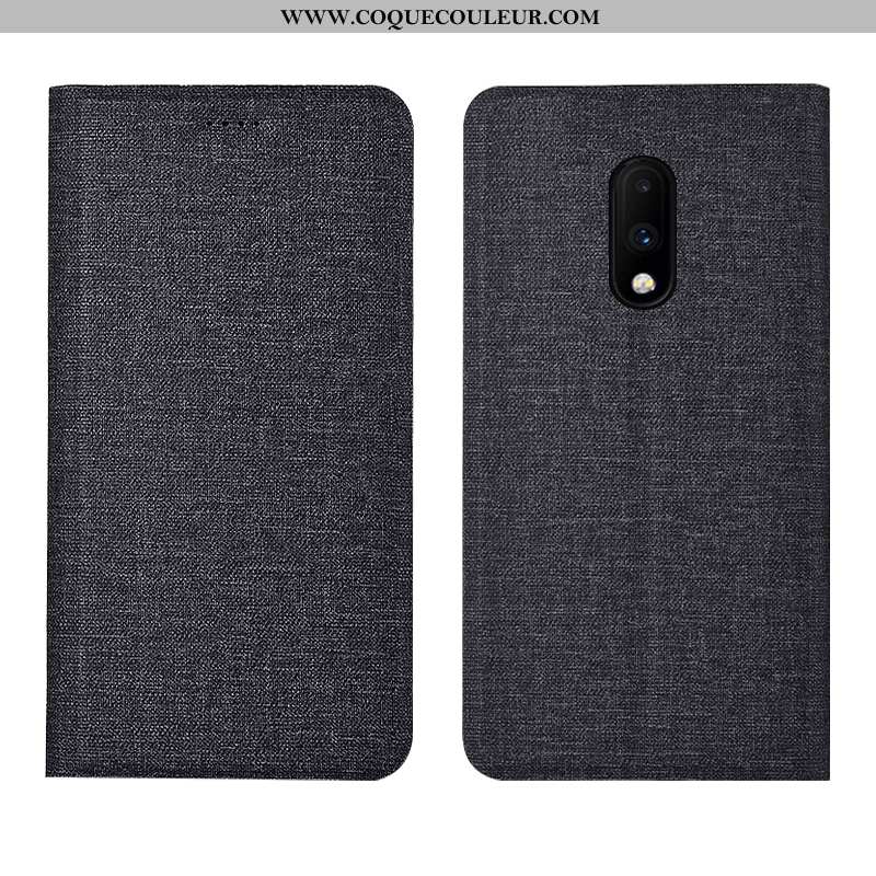 Housse Oneplus 7 Protection Lin Étui, Étui Oneplus 7 Bleu