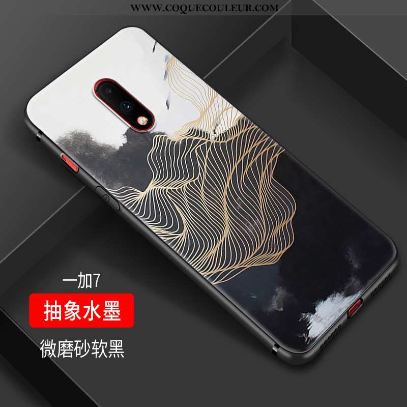 Étui Oneplus 7 Fluide Doux Oiseau Noir, Coque Oneplus 7 Silicone Petit Noir