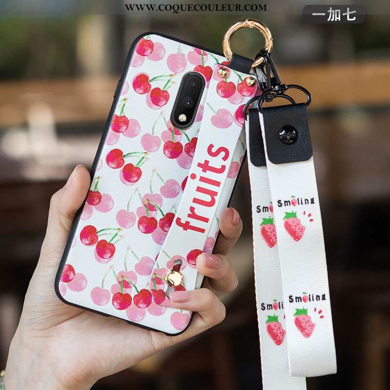 Coque Oneplus 7 Protection Personnalité Art, Housse Oneplus 7 Délavé En Daim Tendance Rouge