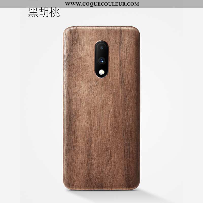 Housse Oneplus 7 Protection Étui Téléphone Portable, Oneplus 7 Délavé En Daim Fleur Marron