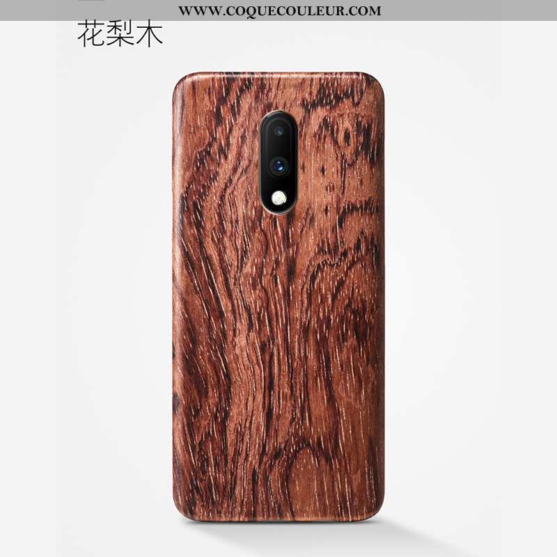 Housse Oneplus 7 Protection Étui Téléphone Portable, Oneplus 7 Délavé En Daim Fleur Marron