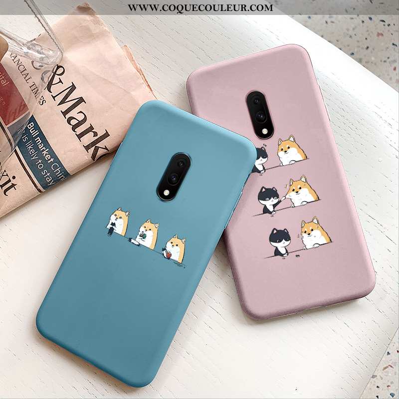 Coque Oneplus 7 Dessin Animé Étui Tout Compris, Housse Oneplus 7 Ultra Fluide Doux Bleu